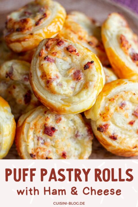 Puff Pastry Appetizers - Savory Rolls with Ham & Cheese